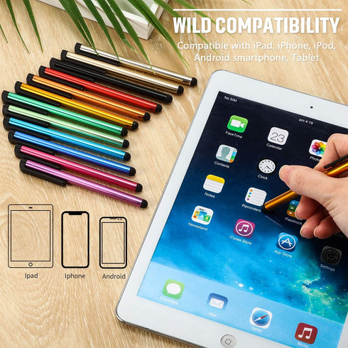 Outus 120 Pieces Universal Capacitive Stylus Slim Digital Pen, 12 Colors Compatible with iPad, iPhone, Samsung, Tablet