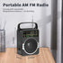 Portable AM FM Radio, Bluetooth 5.0 Radio with Loud Speaker, Built-in Rechargeable Battery, AC Power Plug, Black