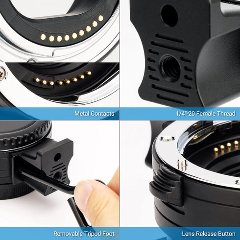 JJC EF-EOS M Auto Focus Lens Mount Adapter for Canon Sigma Tamron EF EF-S Lens to Canon EOS M50, M6, M5, M3, M200
