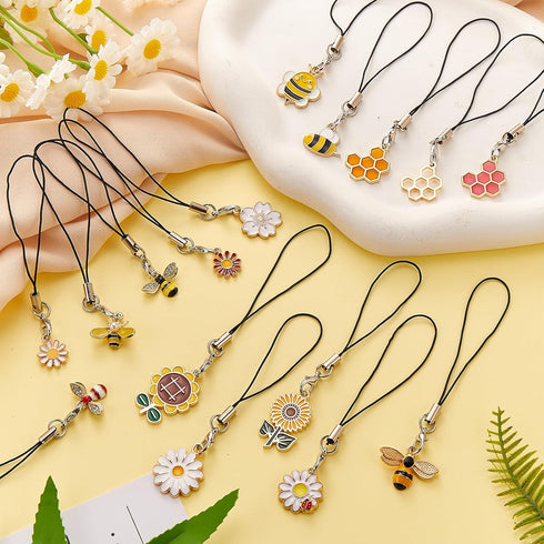 16 Pcs Kawaii Cell Phone Charms, Aesthetic Phone Strap Hanging Pendants for Jewelry Making