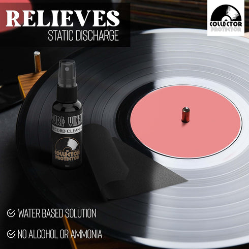Vinyl Record Cleaning Kit, Includes Soft Velvet & Carbon Fiber Brush, Cleaning Solution, and Microfiber Cloth