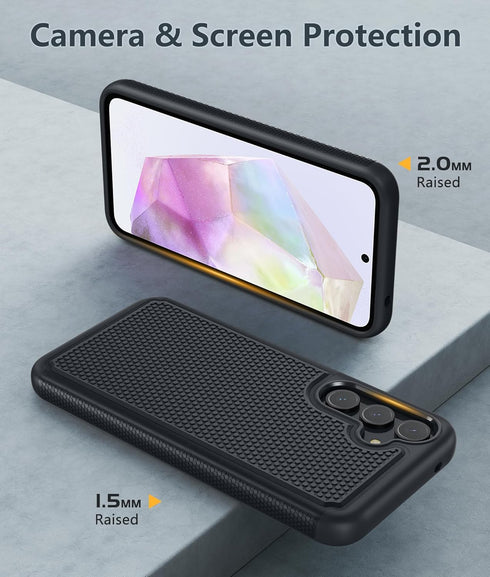 FNTCASE Samsung Galaxy A35-5G Case (Black) - Dual Layer Protective Heavy Duty Shockproof Rugged Cell Phone Cover
