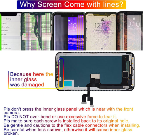 Screen Replacement for iPhone X - 5.8" 3D Touch Display Full Repair Kit, Digitizer Assembly with Tools Set