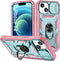 Case for iPhone 14, Shockproof Impact Resistant with Slide Lens Protective Cover, 6.1 inch (Pink Green)