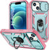 Case for iPhone 14, Shockproof Impact Resistant with Slide Lens Protective Cover, 6.1 inch (Pink Green)