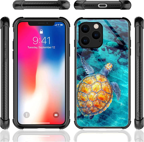 CARLOCA Sea Turtle Pattern Case for iPhone 13 Mini, Design for Girl Boy Shockproof Anti-Scratch Case for iPhone 13 Mini