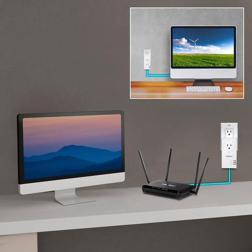 TRENDnet Powerline 1300 AV2 Adapter with Built-in Outlet, Gigabit Port, IEEE 1905.1 & IEEE 1901, Range Up to 300m (984