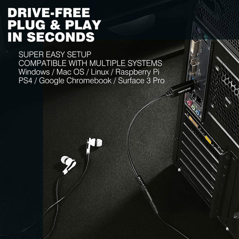 DUKABEL USB to 3.5mm Jack Audio Adapter, 45 inch TRRS USB-A to Headphone AUX Adapter for Computer PS4 PS5