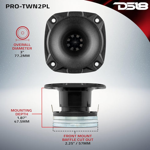 DS18 PRO-TWN2PL 3" High Compression Bullet Tweeter, 1" Polyester Voice Coil, Neodymium Magnet, Best in Pro Audio (1