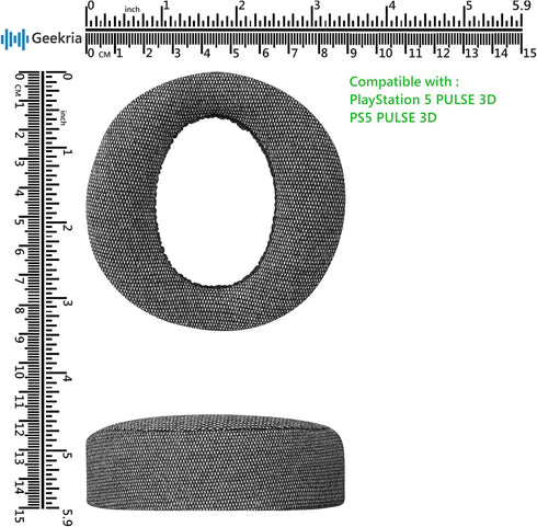 Geekria Comfort Linen Ear Pads for PS5 Pulse 3D Wireless Headphones - Replacement Earpads & Ear Cups (Grey)