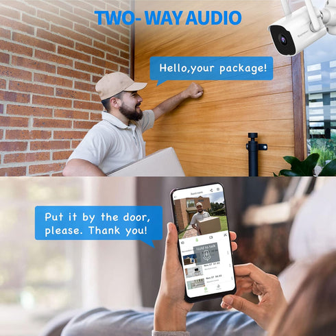 Septekon 2K Security Cameras Outdoor, 2.4G WiFi Cameras with Two-Way Audio, Night Vision, IP66 Waterproof, Motion