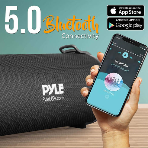 Pyle Wireless Portable Bluetooth Boombox Speaker, 100 Watt Rechargeable, Loud Stereo System