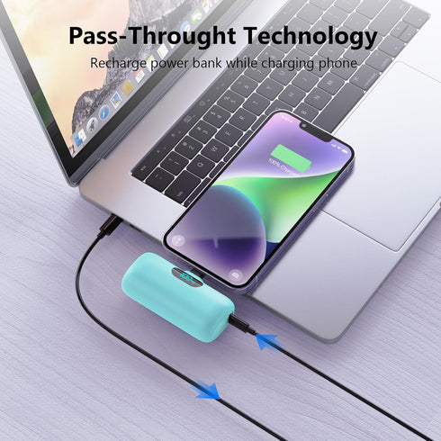HETP iPhone,5000mAh Pack,LCD 14/14 Max/13/13 Pro/12 Pro/11/XS/XR/X/8/7/6 Mini Portable Charger for PD Fast Charging