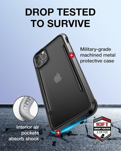 Raptic Shield for iPhone 11 Pro - Shockproof Clear Case, Military 10ft Drop Tested, Durable Aluminum Frame,
