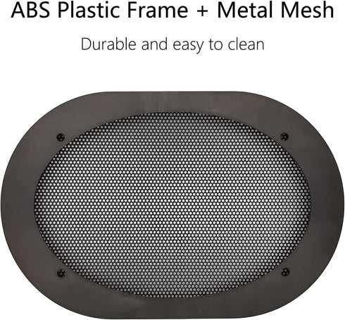 4" x 6" Speaker Grill Covers, Car Subwoofer Guard Protector, ABS Plastic Frame with Metal Mesh, Black - 2Pcs