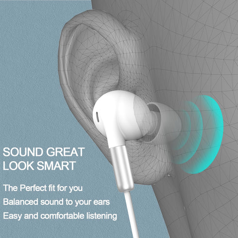 DUKABEL USB in-ear Headphones, White Gaming Earphone Headset with Microphone for PC/PS4/PS5, Live Conference, Video