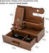 TESLYAR Wood Phone Docking Station with Drawer, Desk Accessories & Workspace Organizer for Nightstand (Brown)