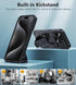 FNTCASE iPhone 15 Pro Case: Heavy Duty Black Bumper, Military Grade Drop Protection, Kickstand & Textured Grip.