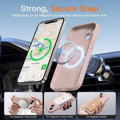 Kiresen 15 15 6.1" Magnetic for iPhone Case with Screen Protector - Wireless Charging Compatible - Upgraded Camera