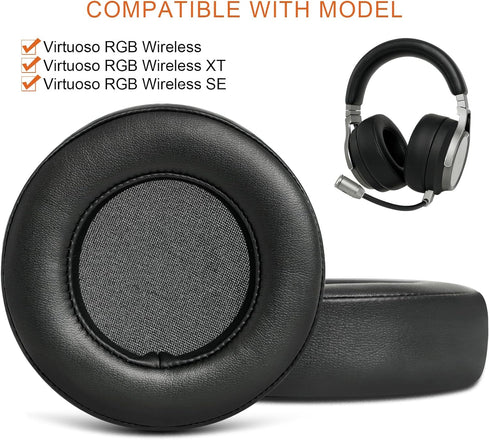 GVOEARS Ear Pads for Corsair Virtuoso RGB Wireless SE XT Gaming Headset, Upgraded Replacement Earpad Cushions with Durable Leather, Thick Foam