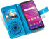 Asuwish Phone Case for Alcatel Lumos (DALN5023) / Axel (5004R) Wallet with Tempered Glass Screen Protector and Sunflower Leather Slim Flip Cover Card Holder Stand Cell Accessories Axle Women Men Blue