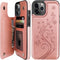 Vaburs iPhone 12 Pro Max Case Wallet with Card Holder, Embossed Butterfly Pattern PU Leather, Shockproof Cover, Rose