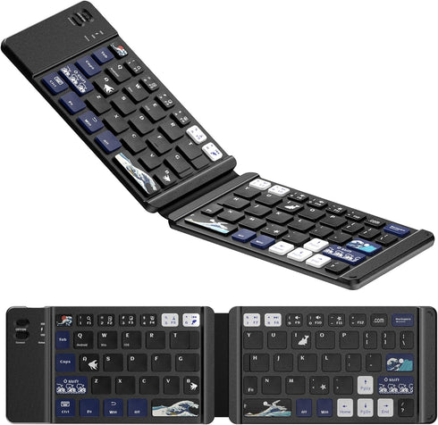 XVX WK60 Mini Folding Keyboard, Portable Bluetooth Pocket-Sized Wireless Travel Keyboard for iPad, iPhone, Tablet,