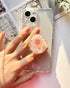 petitepop Pressed Pink Daisy Flowers Phone Grip Holder, Expandible Collapsible Transparent Cell Phone Accessory, Dried