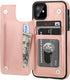 OT ONETOP iPhone 11 Wallet Case with Card Holder, PU Leather Kickstand, Double Magnetic Clasp, Shockproof Cover (Rose