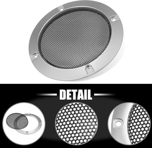 X AUTOHAUX 4" Silver Tone Speaker Grille Cover Mesh Trim, Round Subwoofer Grille Horn Protective Guard