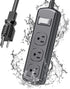 EIGSO Outdoor Power Strip - Weatherproof IPX6 Grade Surge Protector with 3 Wide Outlets and 6 FT Extension Cord