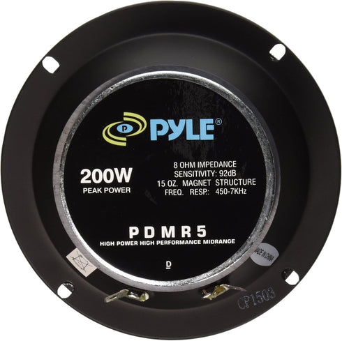 Pyle 5 Inch Woofer Driver - Upgraded 200 Watt Peak High Performance Mid-Bass Mid-Range Car Speaker, Black