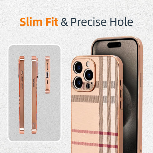 Fashion Leather Designer Phone Case for Apple iPhone 15 Pro Max, Soft TPU Drop Protection Shockproof Holder for Women