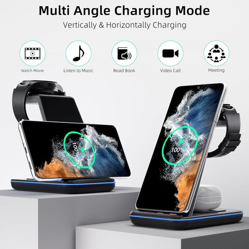 Samsung Wireless Charger, 3 in 1 Fast Charging Station for Galaxy S23/S22/S21/S20/S10/Note 20/10