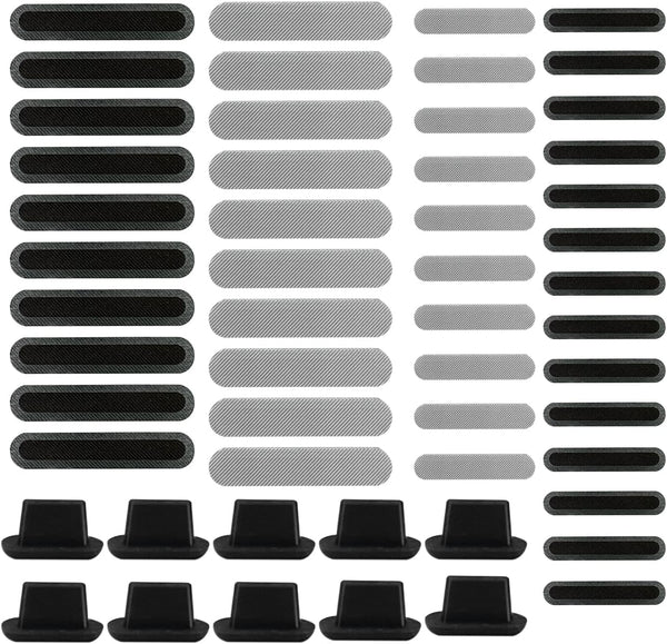 44 Pack Mesh Anti Dust Proof Adhesive Net Sticker with 10 Pcs Silicone Anti Dust Plugs for iPhone 15 14 13 12 11 Pro