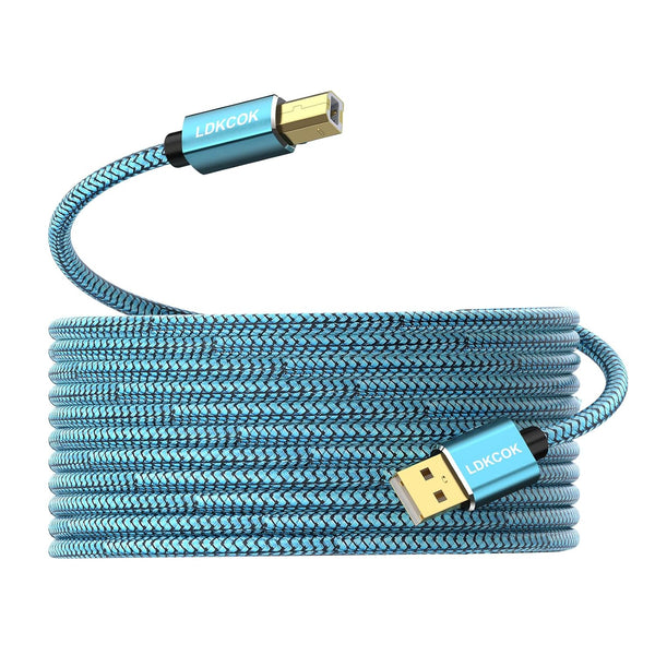LDKCOK 20ft Long Printer Cable USB 2.0 Type A to B, Nylon Braided