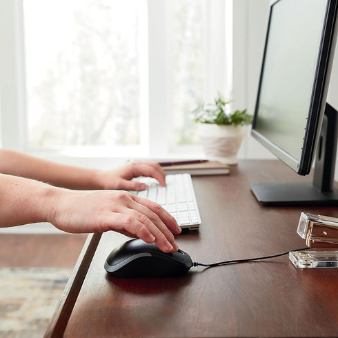 Verbatim USB Silent Corded Optical Mouse, Wired Noiseless Silent Click Computer Mouse for PC, Mac, Laptop