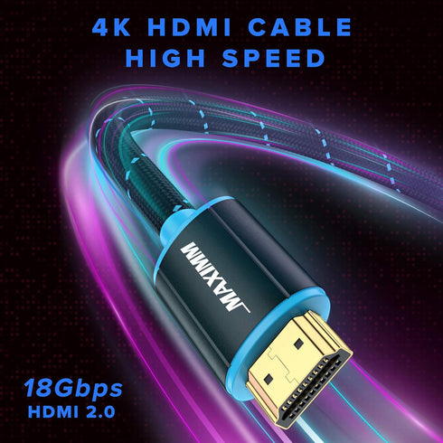 HDMI Cable 4K Ultra HD, 1.5 Foot (20 Pack), High Speed 18Gbps, Nylon Braided