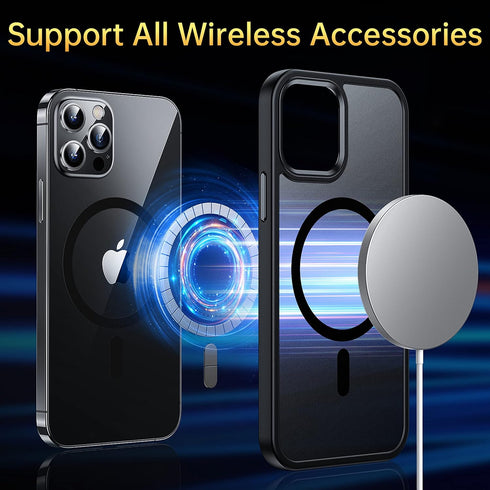 Magnetic Case for iPhone 12/12 Pro, Military Grade Drop Tested, Compatible with MagSafe, Shockproof Black