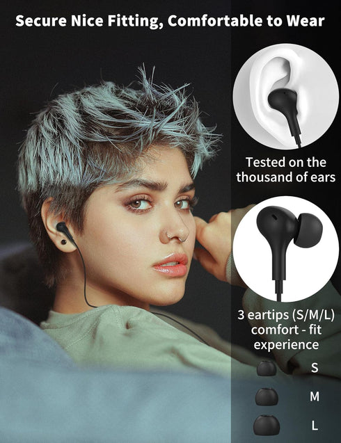 Wired Earbuds with Microphone, TITACUTE 3.5mm Wired Earphone, Magnetic in-Ear Headphone Jack Stereo Audio for iPhone 6,