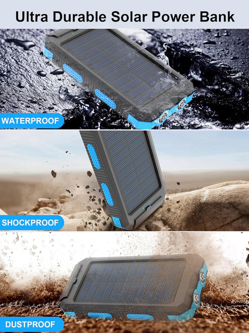 Kepswin 38800mAh Pack Solar Charger, Solar Power Bank, Waterproof External Backup Battery Power with USB C
