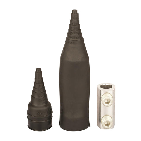 NSI Direct Burial Splice Kits with Rubber Cover, 6 AWG - 350 MCM Wire Range, 3.00" Length, Black
