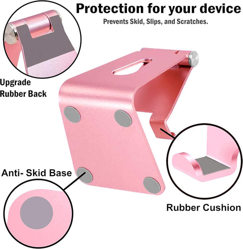 Adjustable Multi-Angle Aluminum Cell Phone Tablet Stand, Non-Slip Dock Holder Cradle Charger Station Mount, Foldable