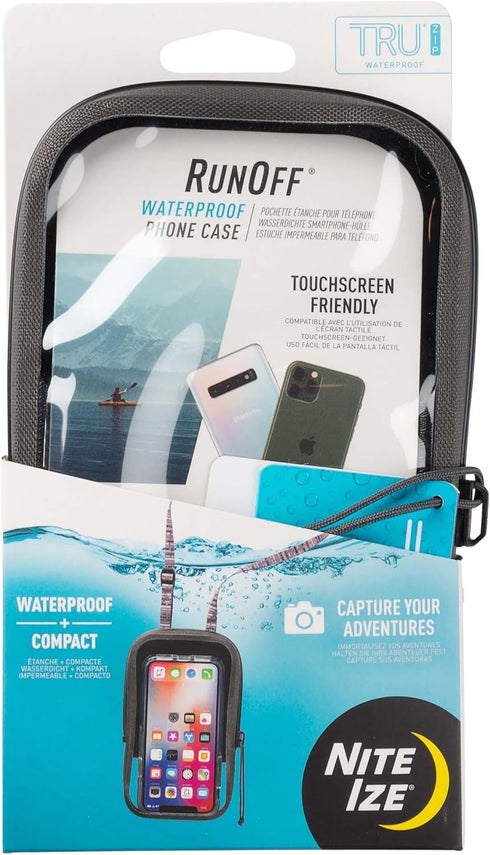 Nite Ize Runoff Waterproof Phone Case with TRU Zip Technology, IP67 Waterproof for Poolside & Beach, Charcoal