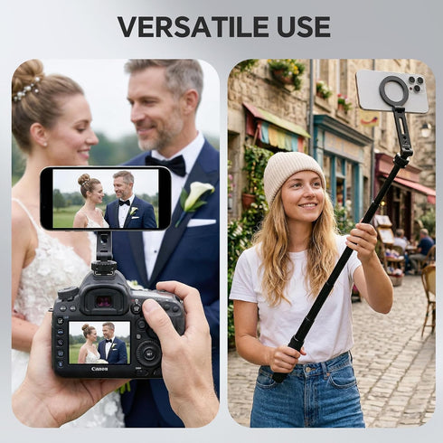 DAUEULITE 17/16/15, PM-10 Magnetic Metal Phone Mount with Cold Shoe Mount, Adjustable Rotatable Phone Tripod Holder
