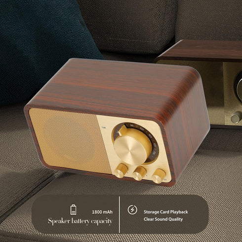 Yunseity Retro Wood Bluetooth Radio, Portable Speaker with Built-in Speakers, Vintage Design for Cafes, Restaurants