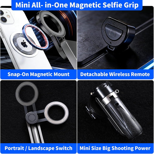 KYDEVO 4-in-1 360 Magnetic Selfie Stick for iPhone/Android - Multifunctional Rotation Extendable Tripod with Detachable