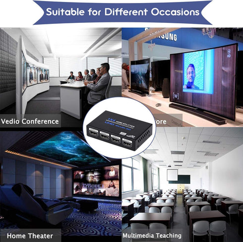 ENBUER 1x4 1 4 3D 4K 2K PS3, HDMI Splitter, in Out HDMI Splitter Audio Video Distributor Box Support & x Compatible