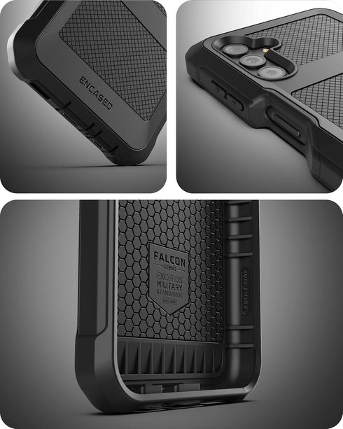 ENCASED Falcon Armor Samsung Galaxy A13 5G Phone Case with Built-in Screen Protector (Black)