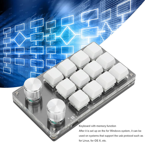 Ejoyous Macro Keyboard | One Handed Macro Mechanical Gaming Keypad, 12 Key Programmable Keyboard with Knob